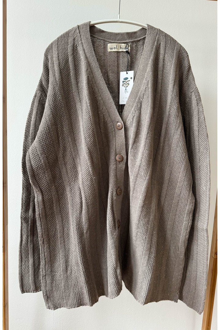 Wide Rib Cardigan - Suede