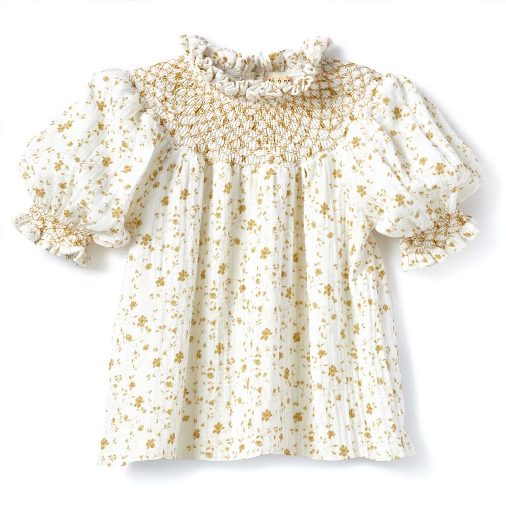 Sofia Smock Blouse - Ochre Flowers Napaani 