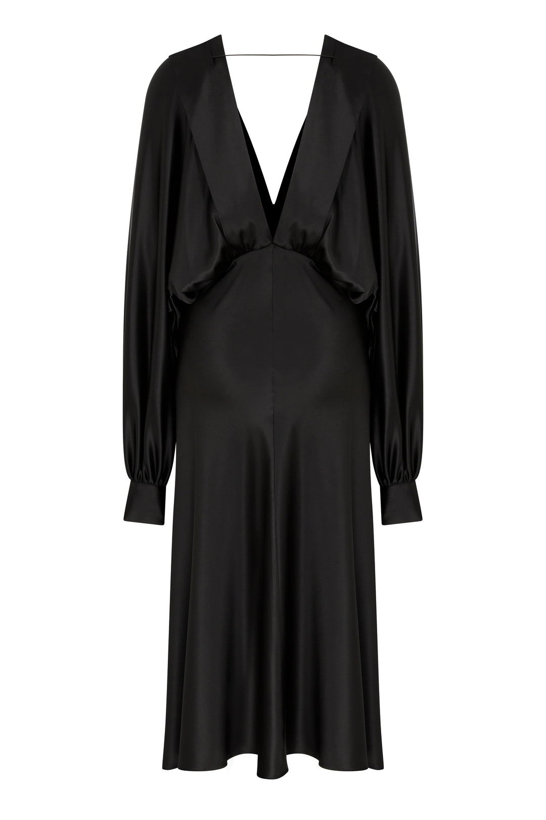 Mila V Neck Satin Dress - Black