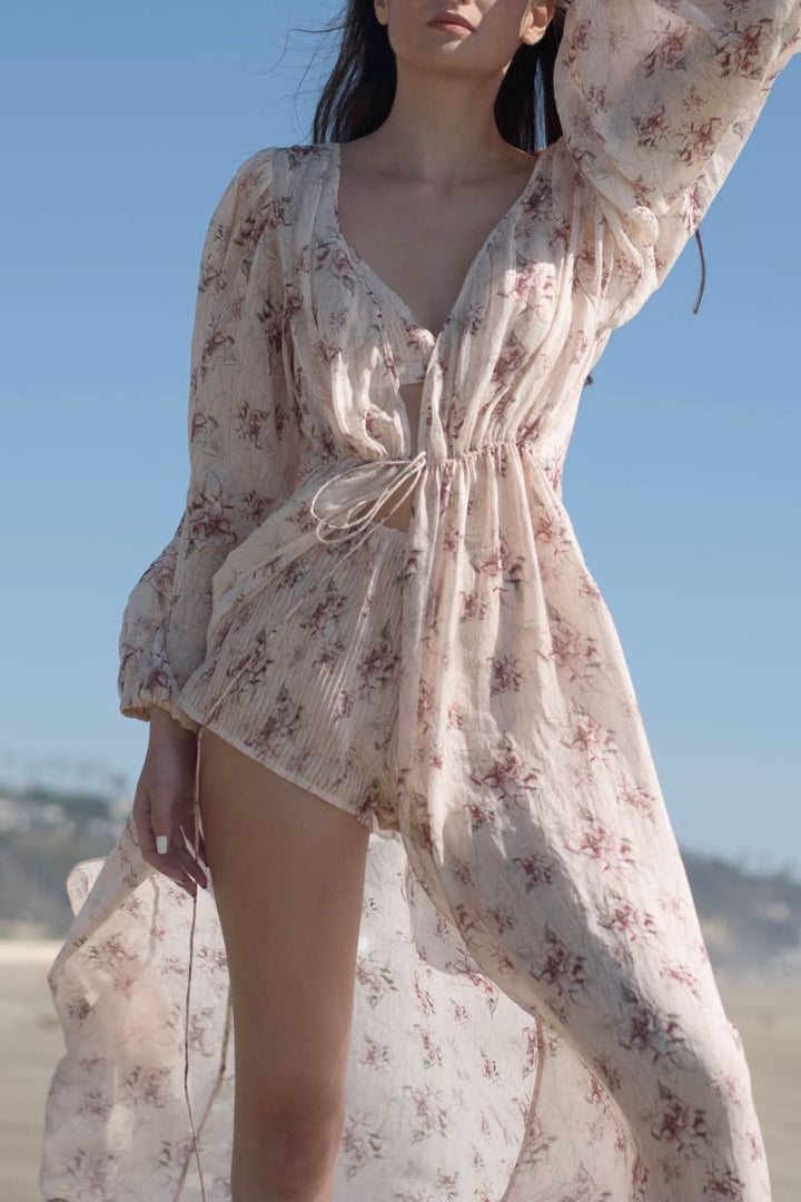 Elena Ramie Wrap Dress - Floral