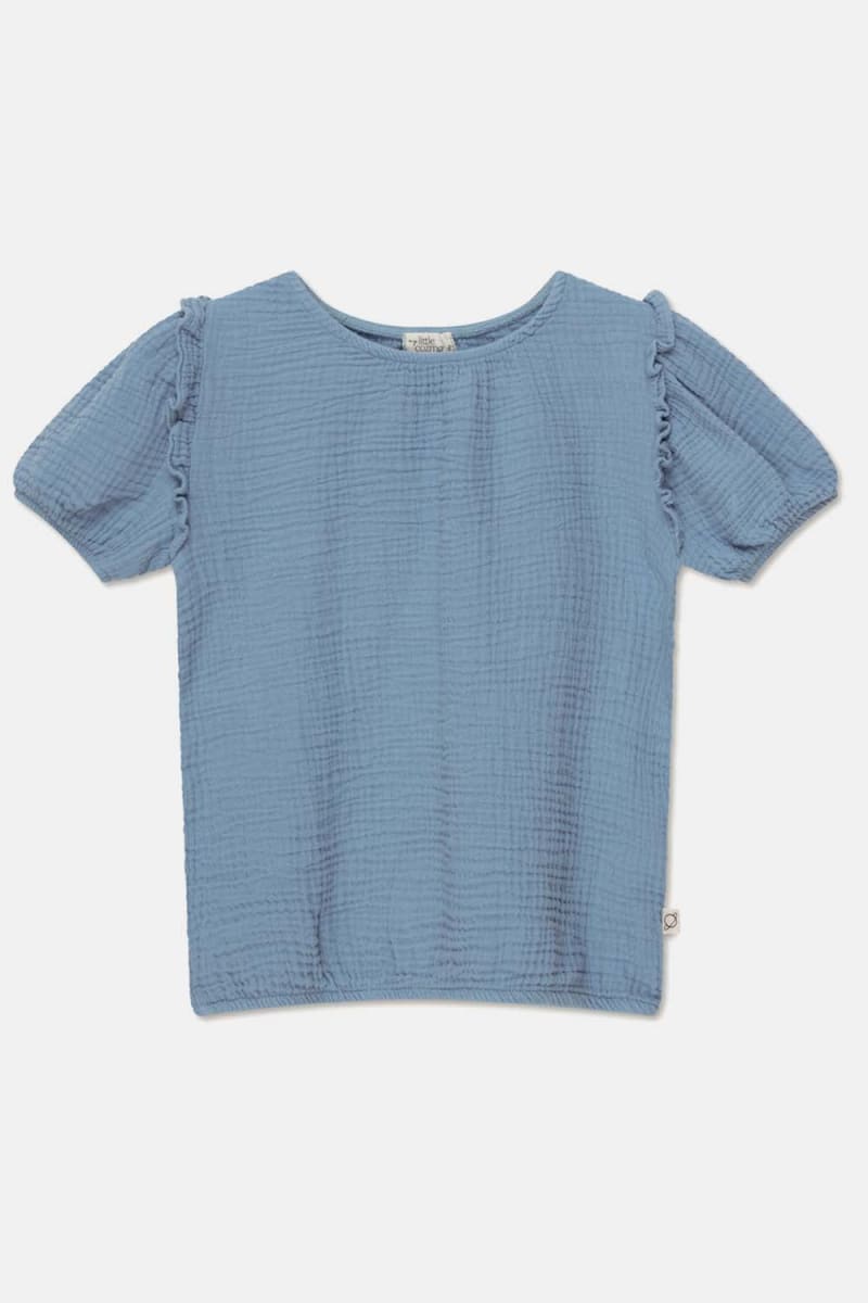 Gauze Crop Top - Sky Blue