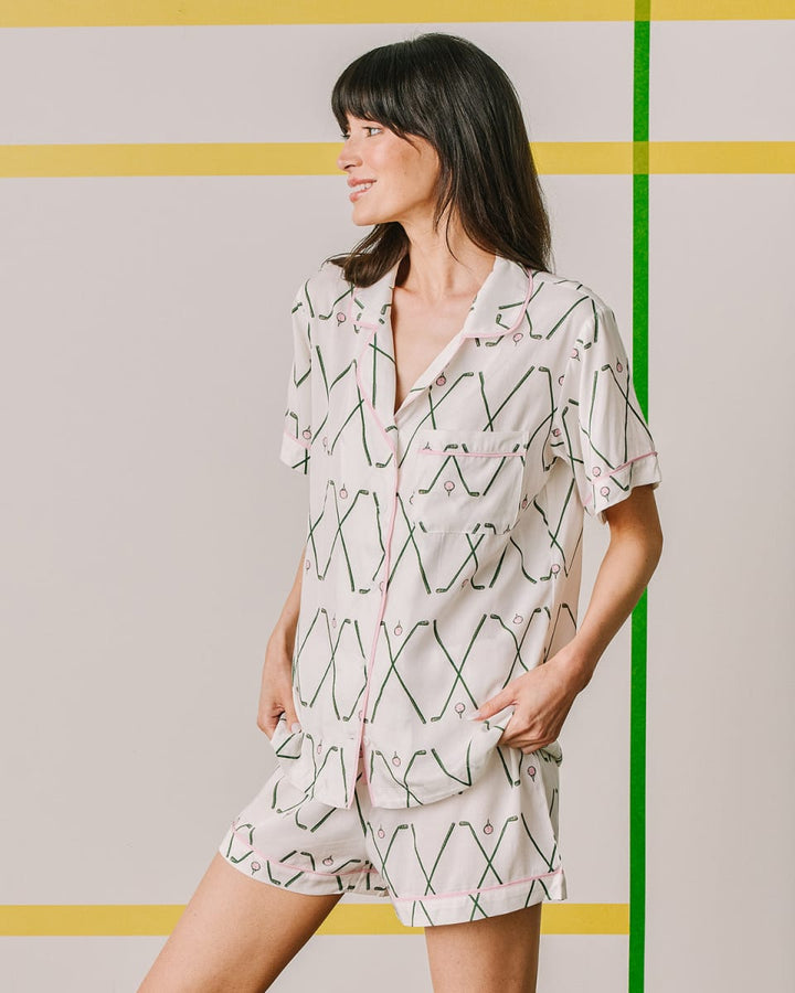 Birdie Pajama Shorts Set - Green