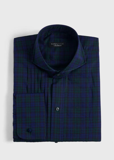 Pleated Front Formal Shirt - Green/Blue