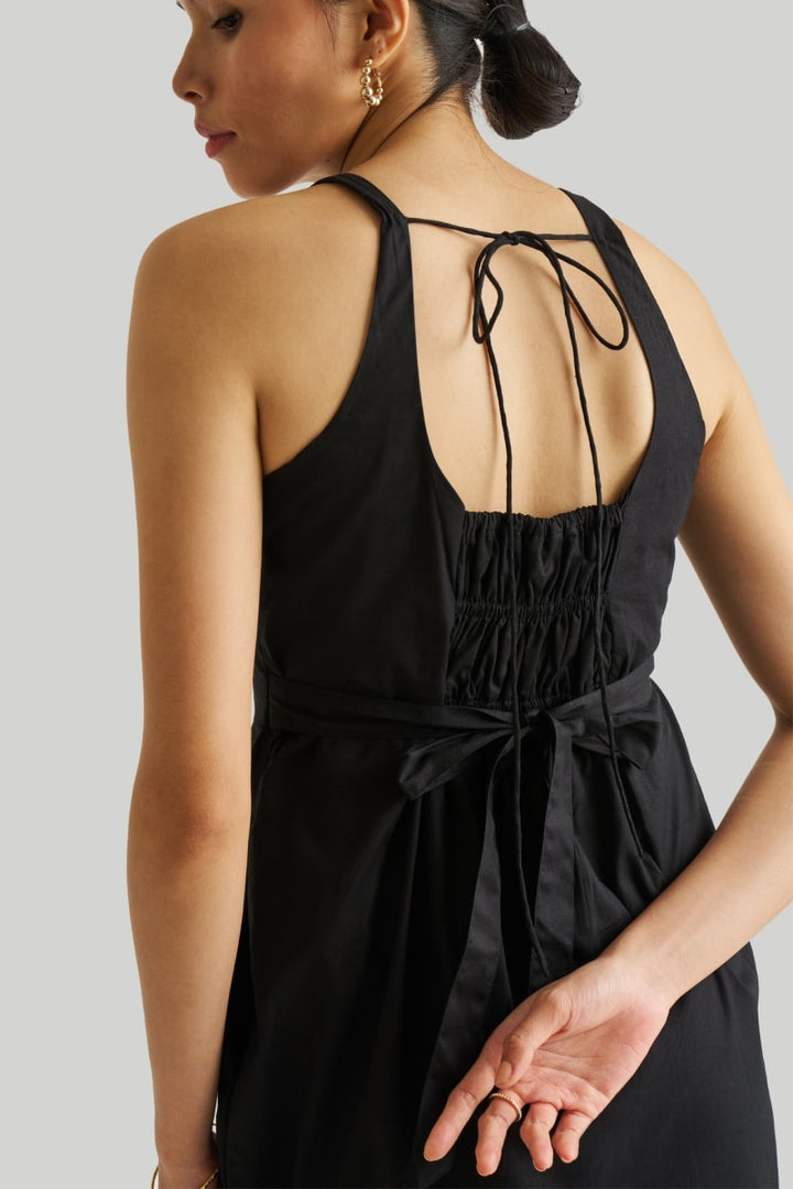 Fitted Knee Length Dress - Black