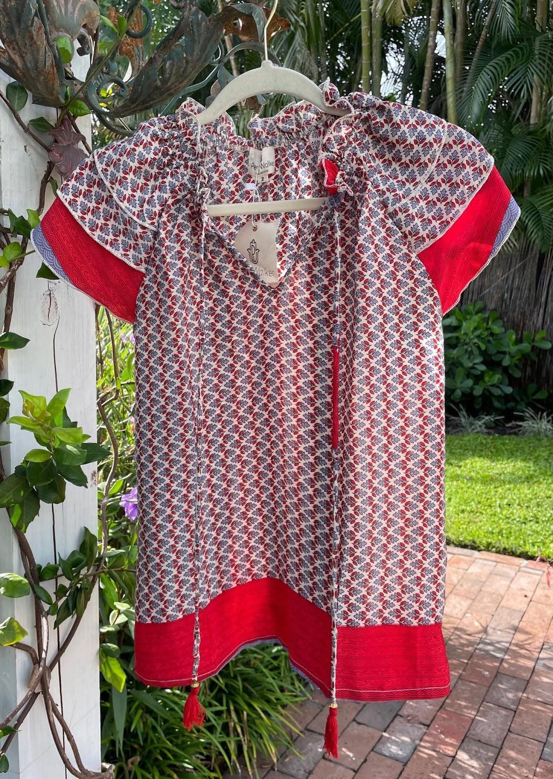 Varina Top - Periwinkle and Red