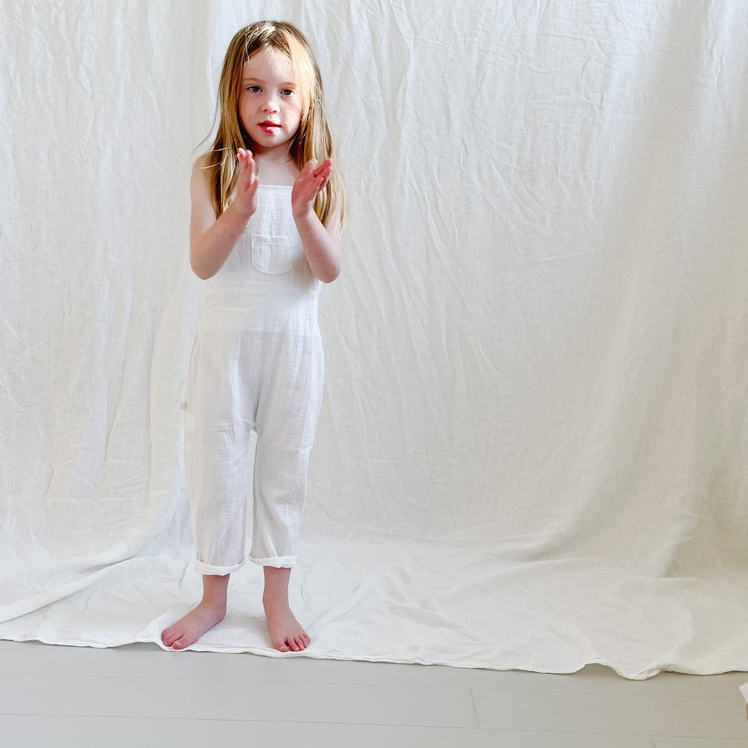 Cross Back Overall - White