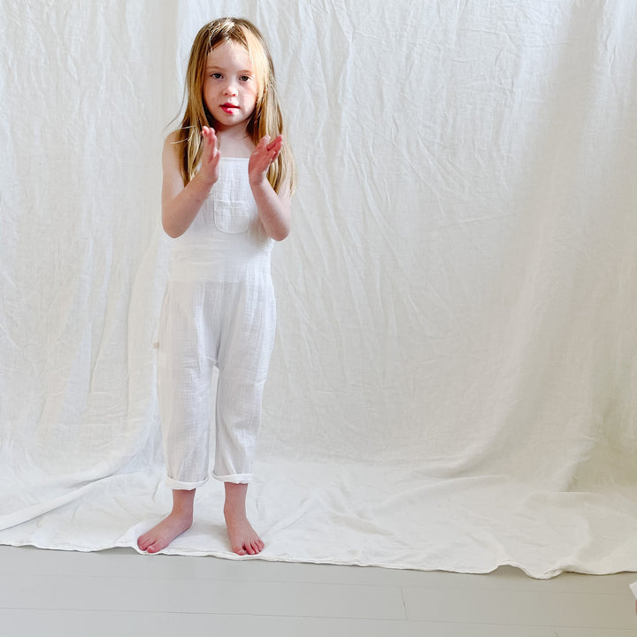 Cross Back Overall - White