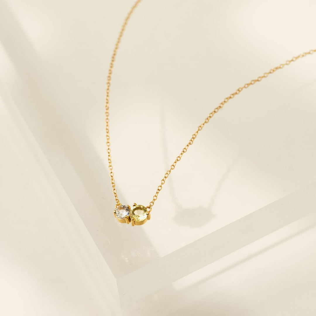 Luma Gemstone Necklace - Lemon Quartz + White Topaz
