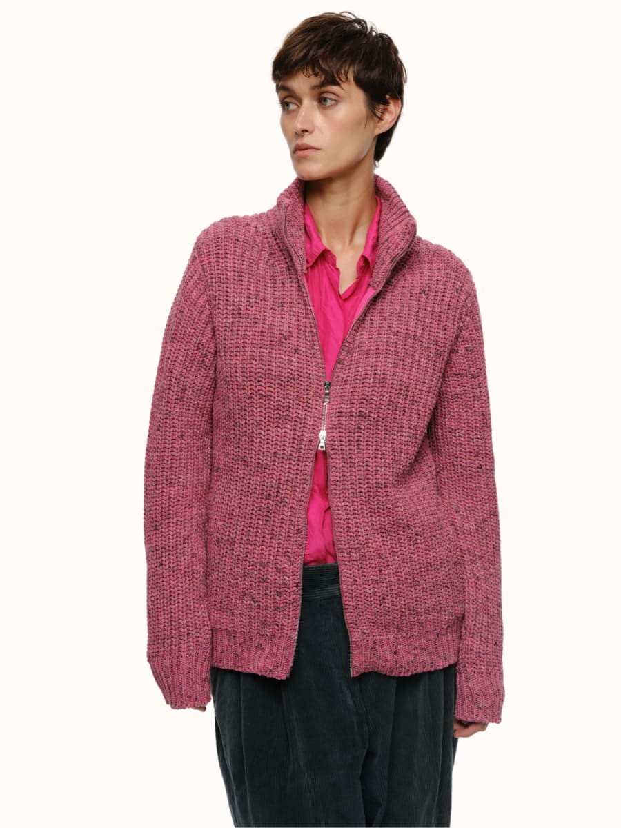 Dave Zip Cardigan - Pink
