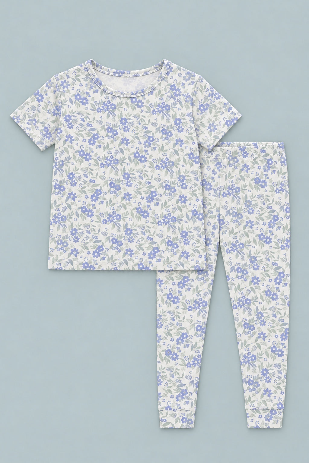 Big Kid Pajama Short Sleeve - Vintage Flower Purple