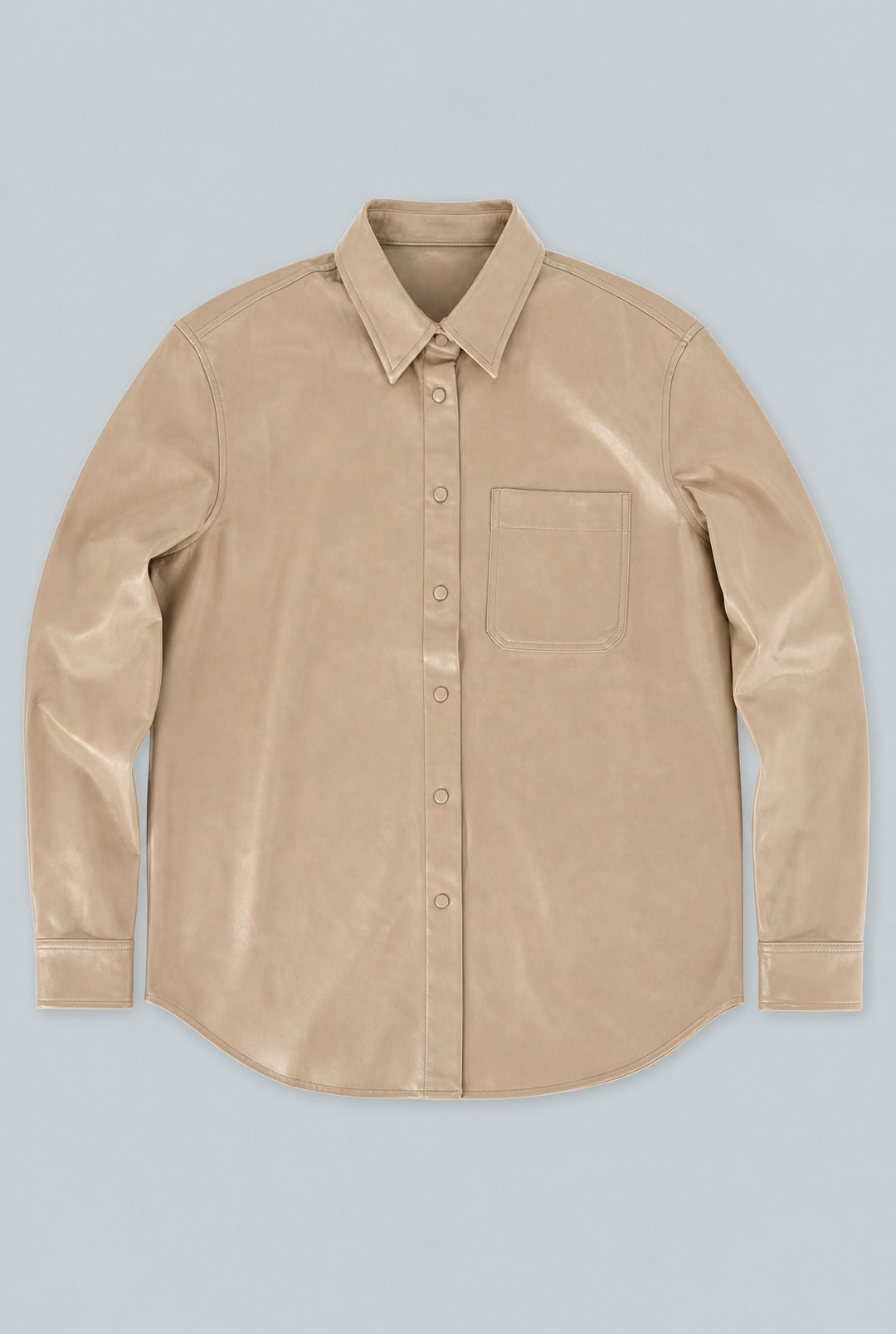 Classic Faux Leather Button Up - Ecru