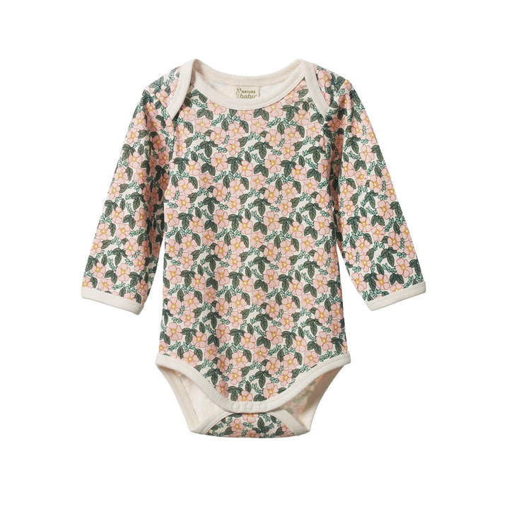 Cotton Long Sleeve Bodysuit - Garland Print