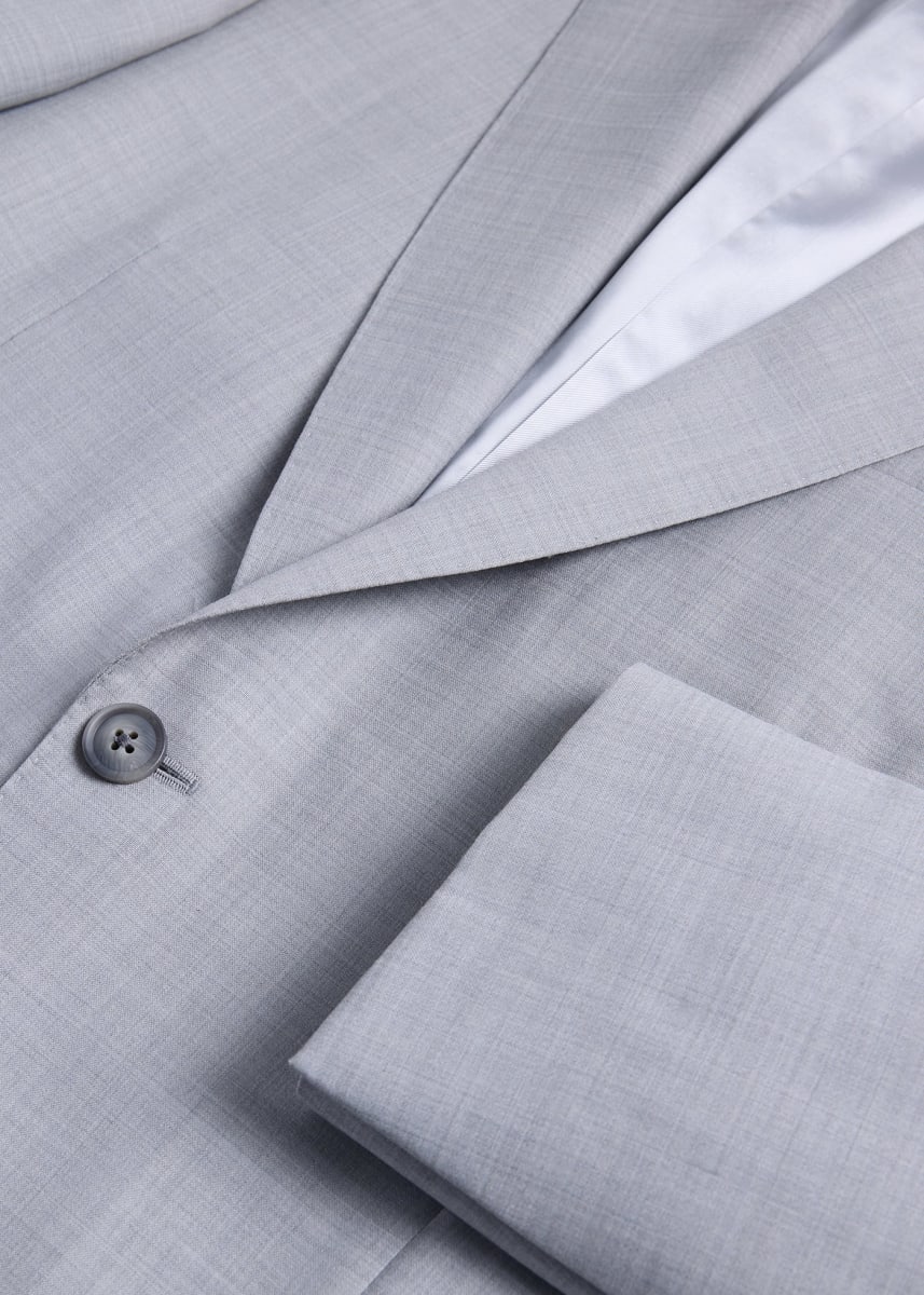 Textured Solid Wool Suit - Light Grey
