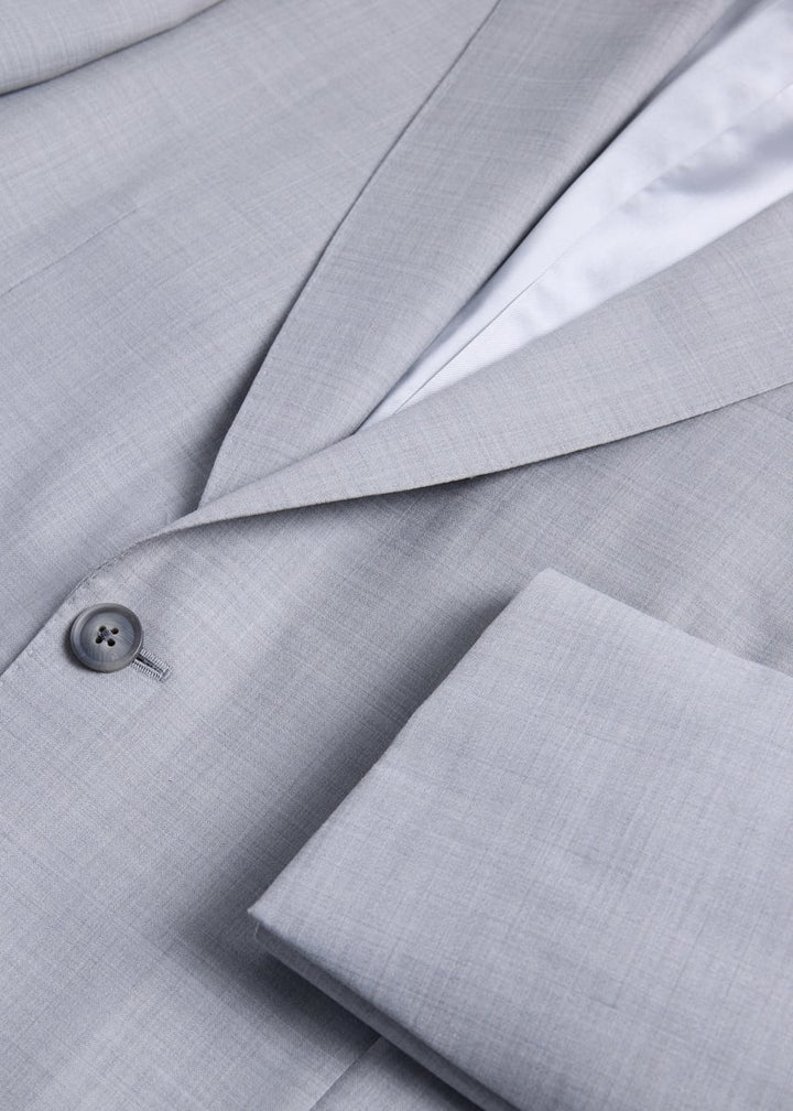 Textured Solid Wool Suit - Light Grey