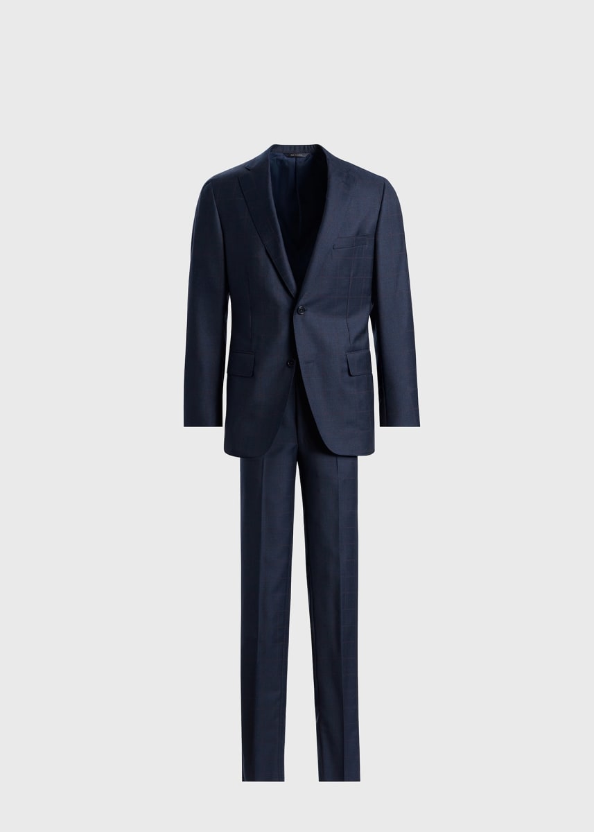 All Year Wool Windowpane Suit - Slate Blue