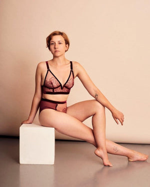 Love Stands Up For What's Right Longline Triangle Bra - Burgundy