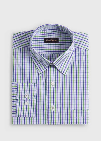 Cotton Tattersall Sport Shirt - Purple/Green