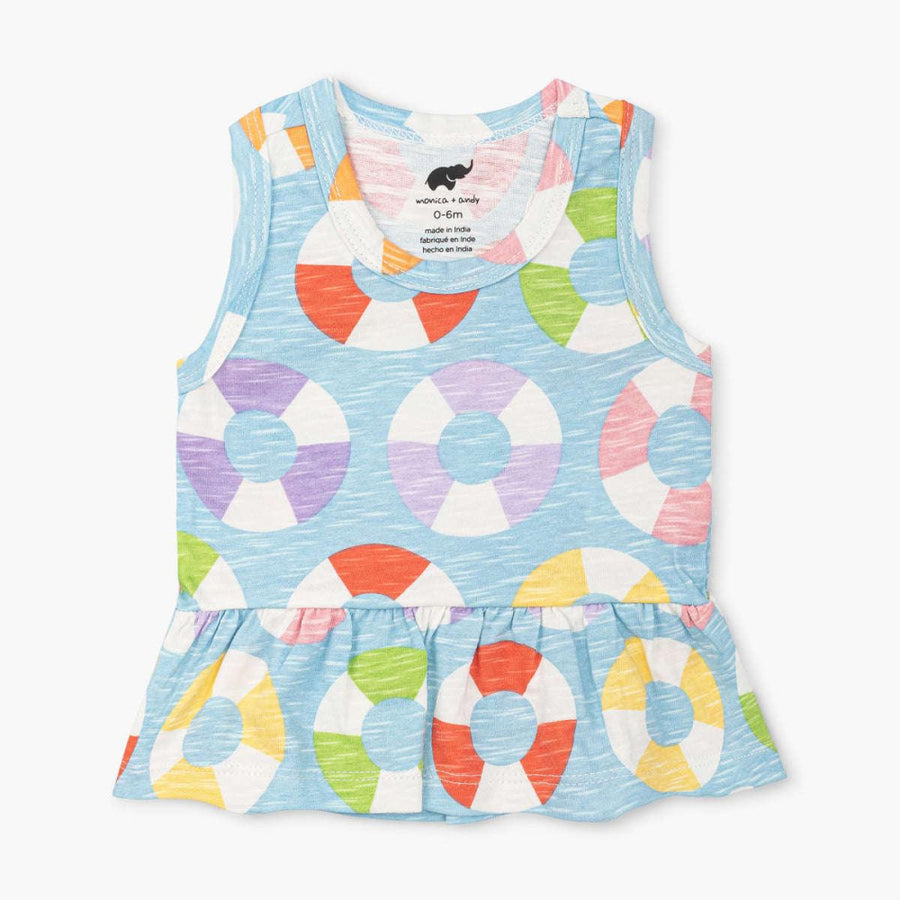 Racerback Peplum Tank - Cool in the Pool - Tank Top