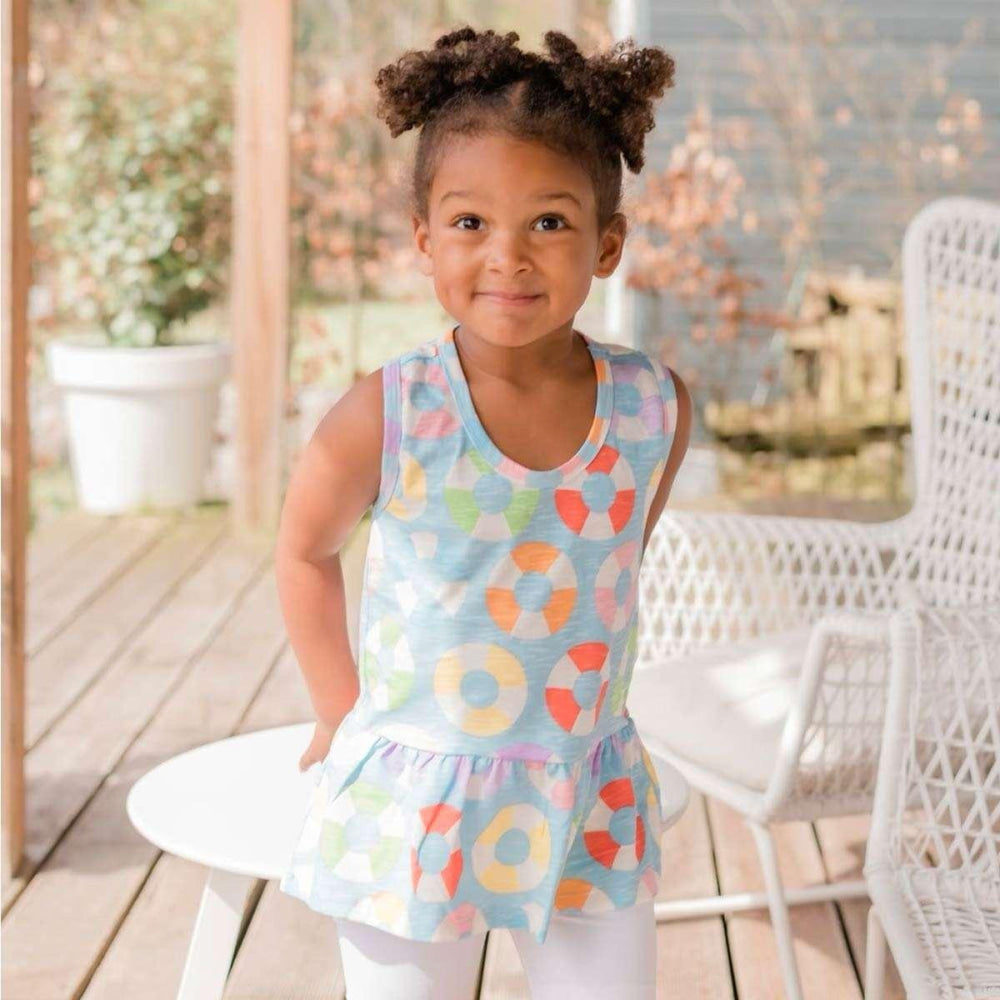 Racerback Peplum Tank - Cool in the Pool - Tank Top