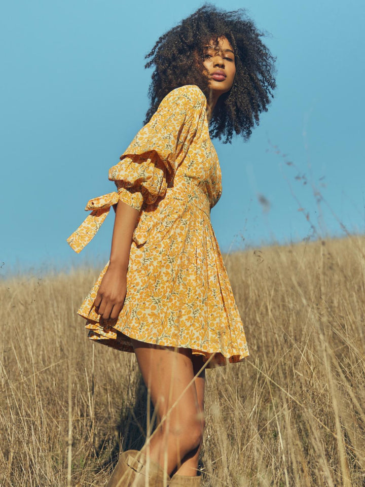 Rachael Wrap Mini Dress - Ivory/Clementine Floral - FINAL SALE - Dresses