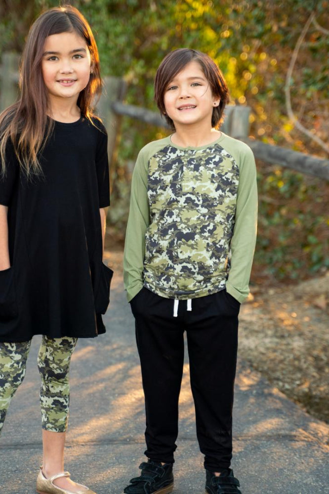 Raglan Henley - Green Camo - Henley