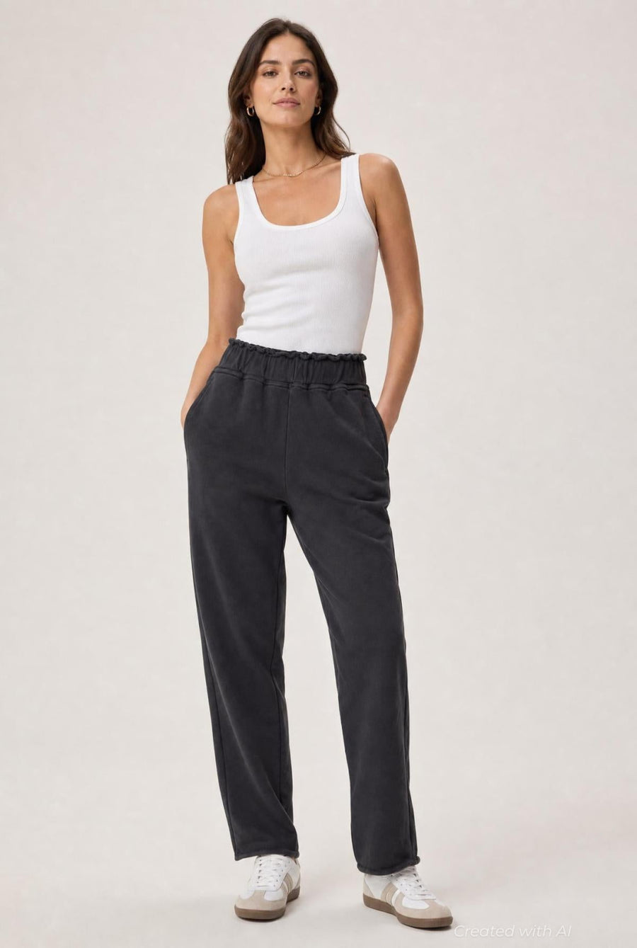 Raw Edge Sweatpants - Black - Sweatpant