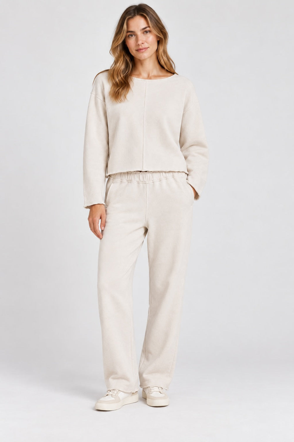Raw Edge Sweatshirt - Ivory - Sweatshirt
