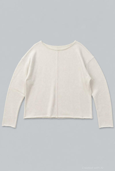 Raw Edge Sweatshirt - Ivory - Sweatshirt