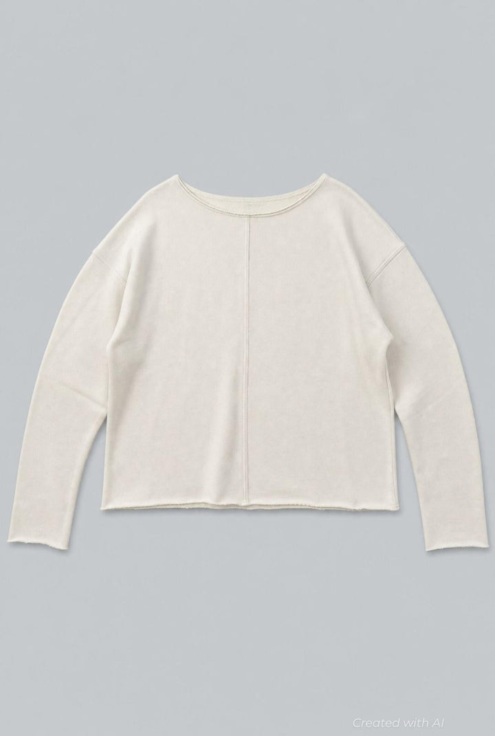 Raw Edge Sweatshirt - Ivory - Sweatshirt