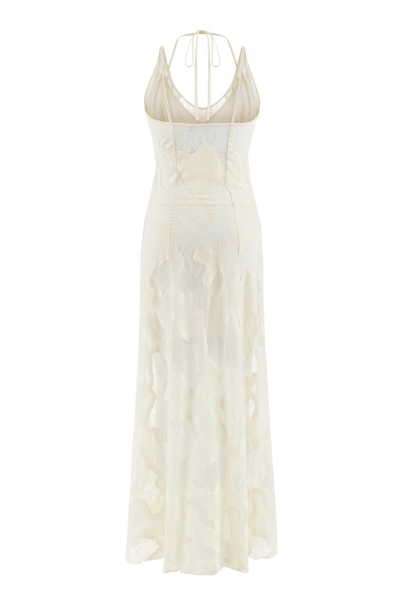 Embroidered Long Dress - Ecru