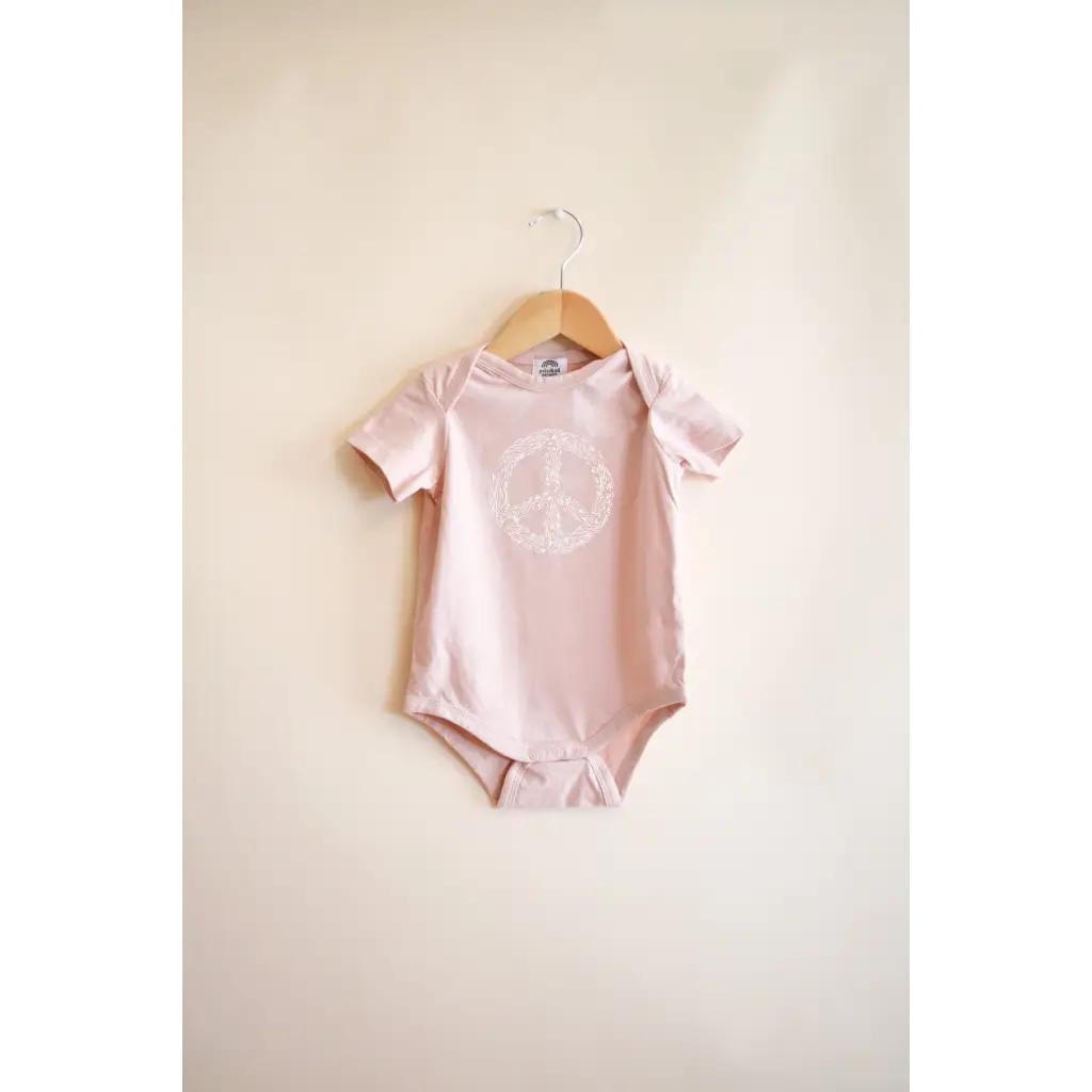 Peace Floral Organic Cotton Baby Bodysuit - Rose Dust