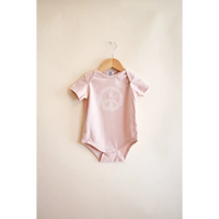 Peace Floral Organic Cotton Baby Bodysuit - Rose Dust
