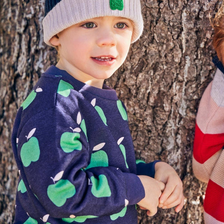 Recycled Cotton Apples Baby Sweatshirt - Blue Ribbon Apple - Crewneck Sweatshirt