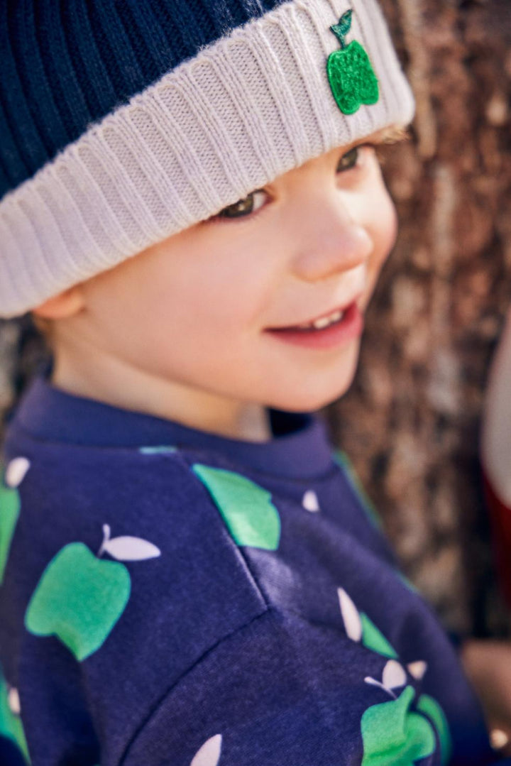 Recycled Cotton Apples Baby Sweatshirt - Blue Ribbon Apple - Crewneck Sweatshirt