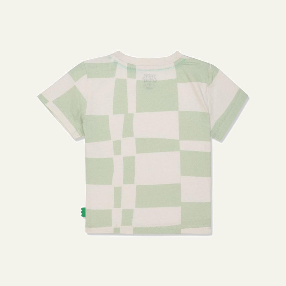 Recycled Cotton Checkered Baby T-shirt - Natural/sea Foam - FINAL SALE - T-shirt