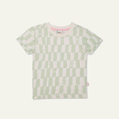 Recycled Cotton Checkered Baby T-shirt - Natural/sea Foam - FINAL SALE - T-shirt