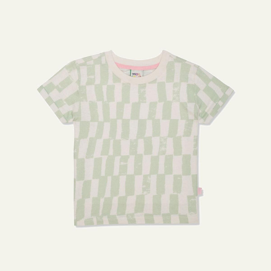 Recycled Cotton Checkered Baby T-shirt - Natural/sea Foam - FINAL SALE - T-shirt