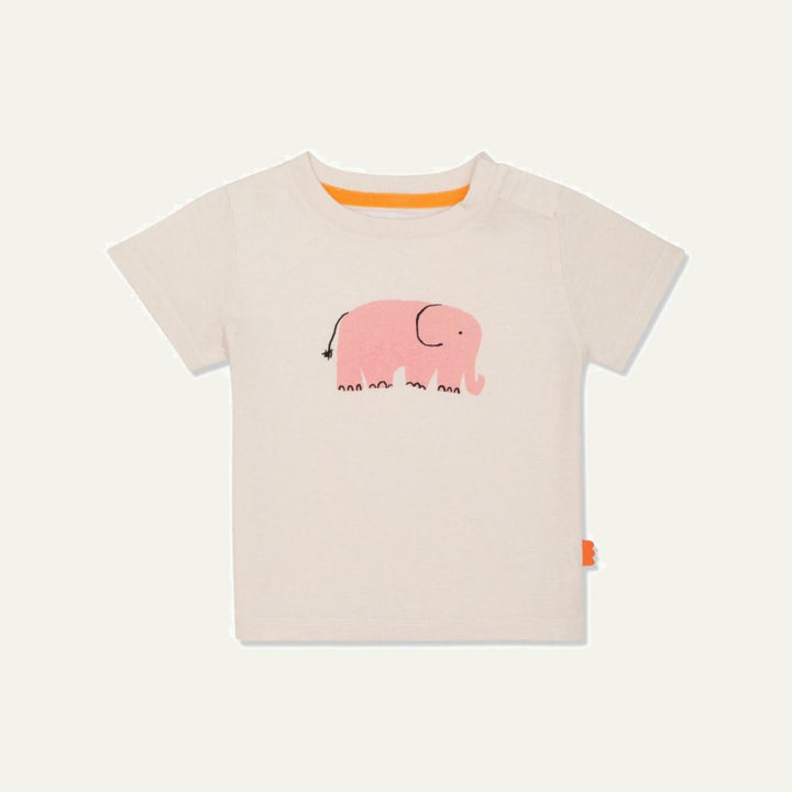 Recycled Cotton Elephant Baby T-shirt - Natural/pink - FINAL SALE - T-shirt