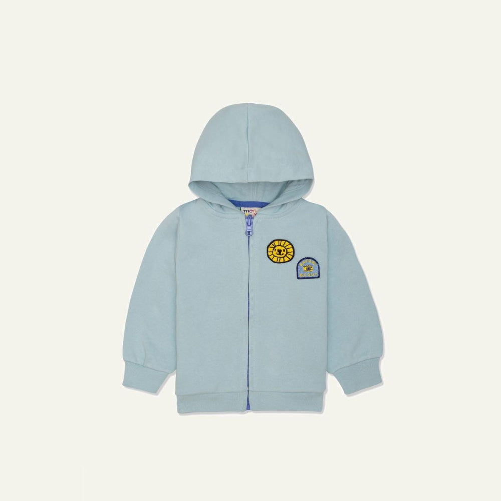 Recycled Cotton Patches Baby Zipper Hoodie - Sterling Blue - Zip-up Sweatshirt