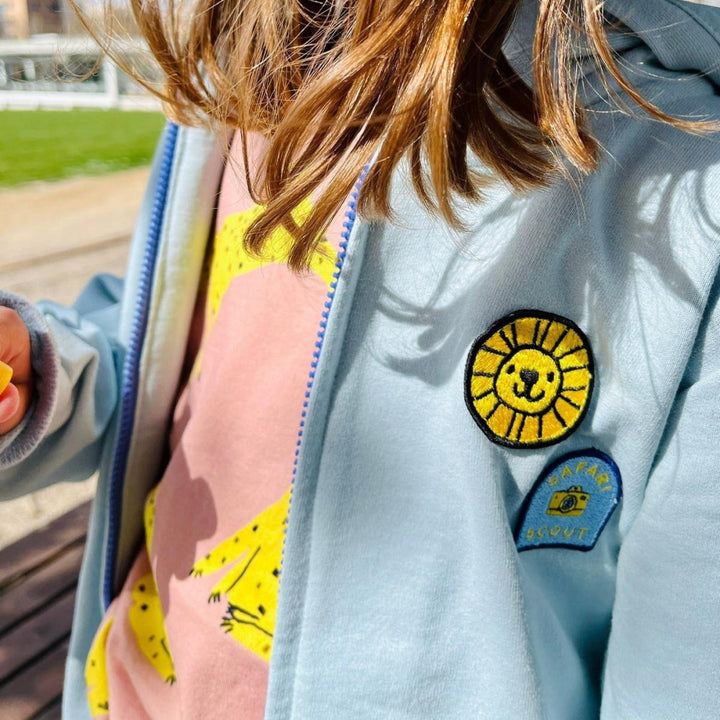 Recycled Cotton Patches Baby Zipper Hoodie - Sterling Blue - Zip-up Sweatshirt