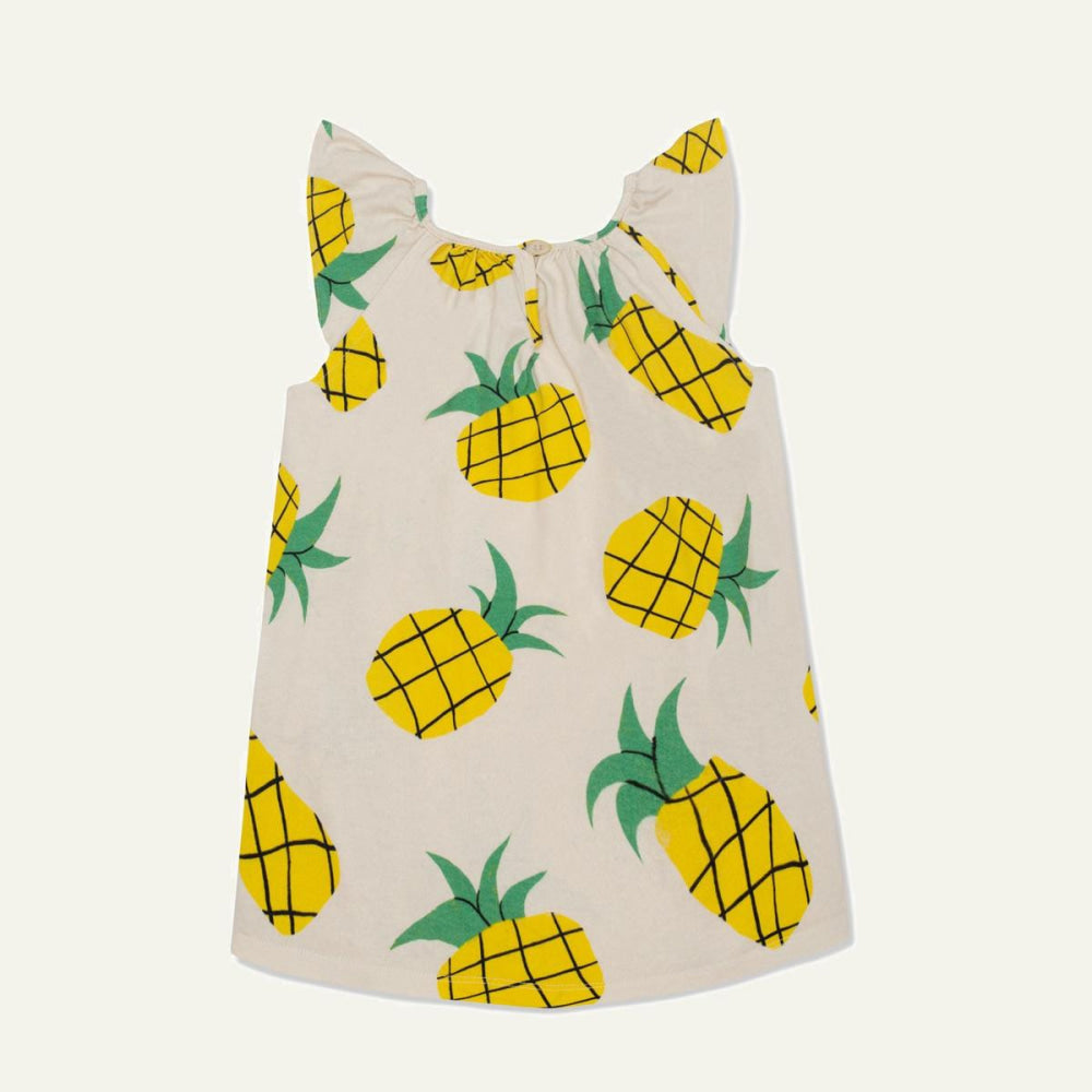 Recycled Cotton Pineapple Harvest Kid Summer Dress - Natural/Multi - Dresses