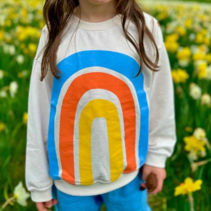 Recycled Cotton Rainbow Kid Sweatshirt - Natural/multi - Crewneck Sweatshirt
