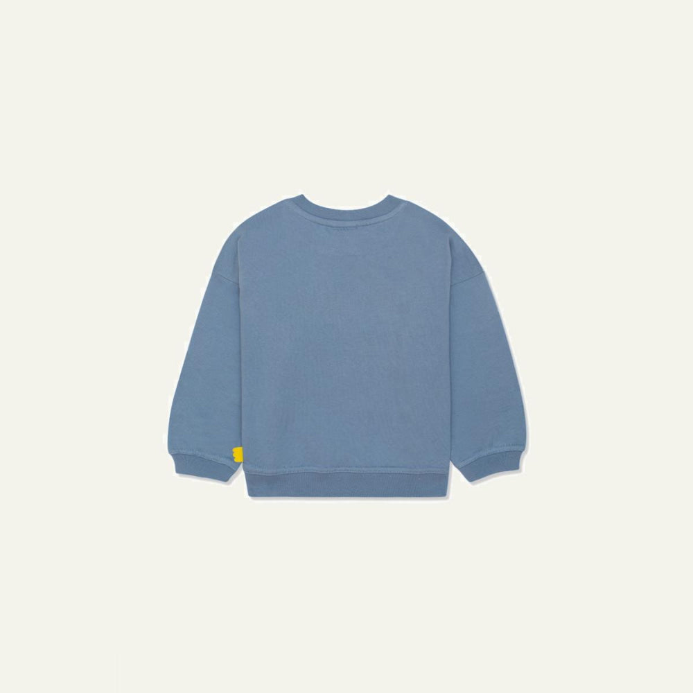 Recycled Cotton Rawr Kid Sweatshirt - Faded Denim - Crewneck Sweatshirt