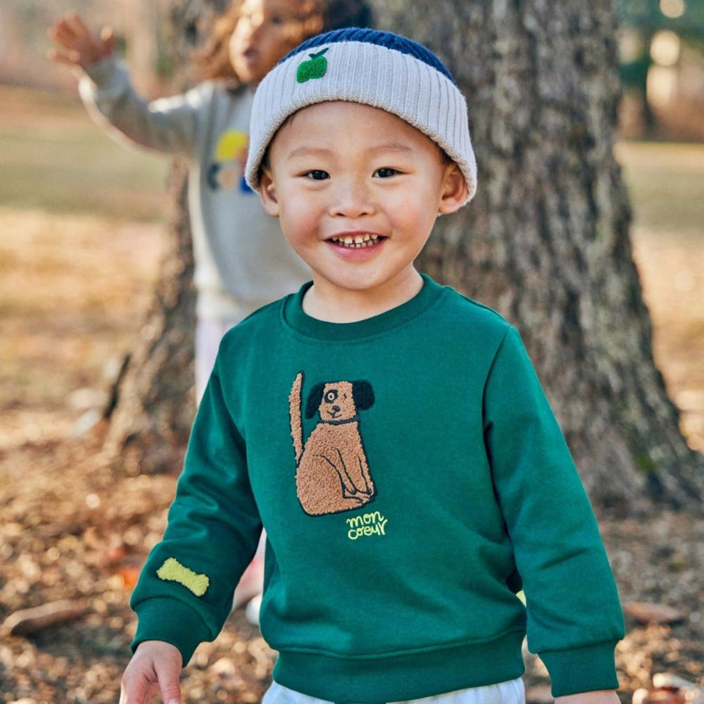 Recycled Cotton Spot Baby Sweatshirt - Pine Green - Crewneck Sweatshirt