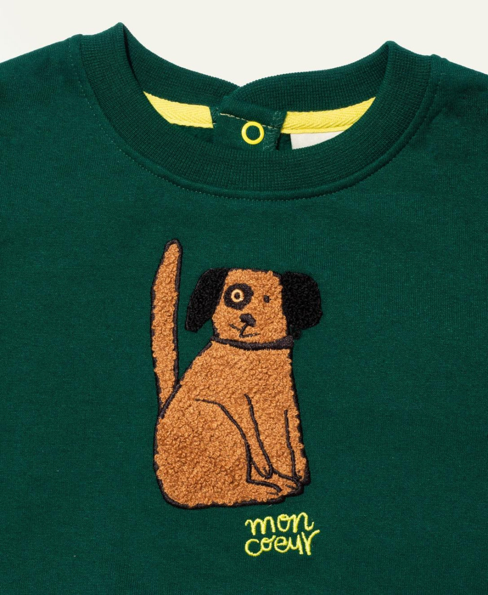 Recycled Cotton Spot Baby Sweatshirt - Pine Green - Crewneck Sweatshirt