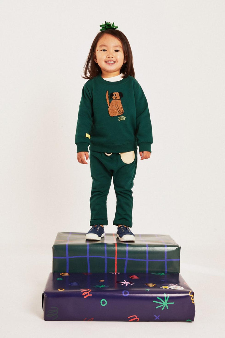Recycled Cotton Spot Baby Sweatshirt - Pine Green - Crewneck Sweatshirt