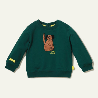 Recycled Cotton Spot Baby Sweatshirt - Pine Green - Crewneck Sweatshirt