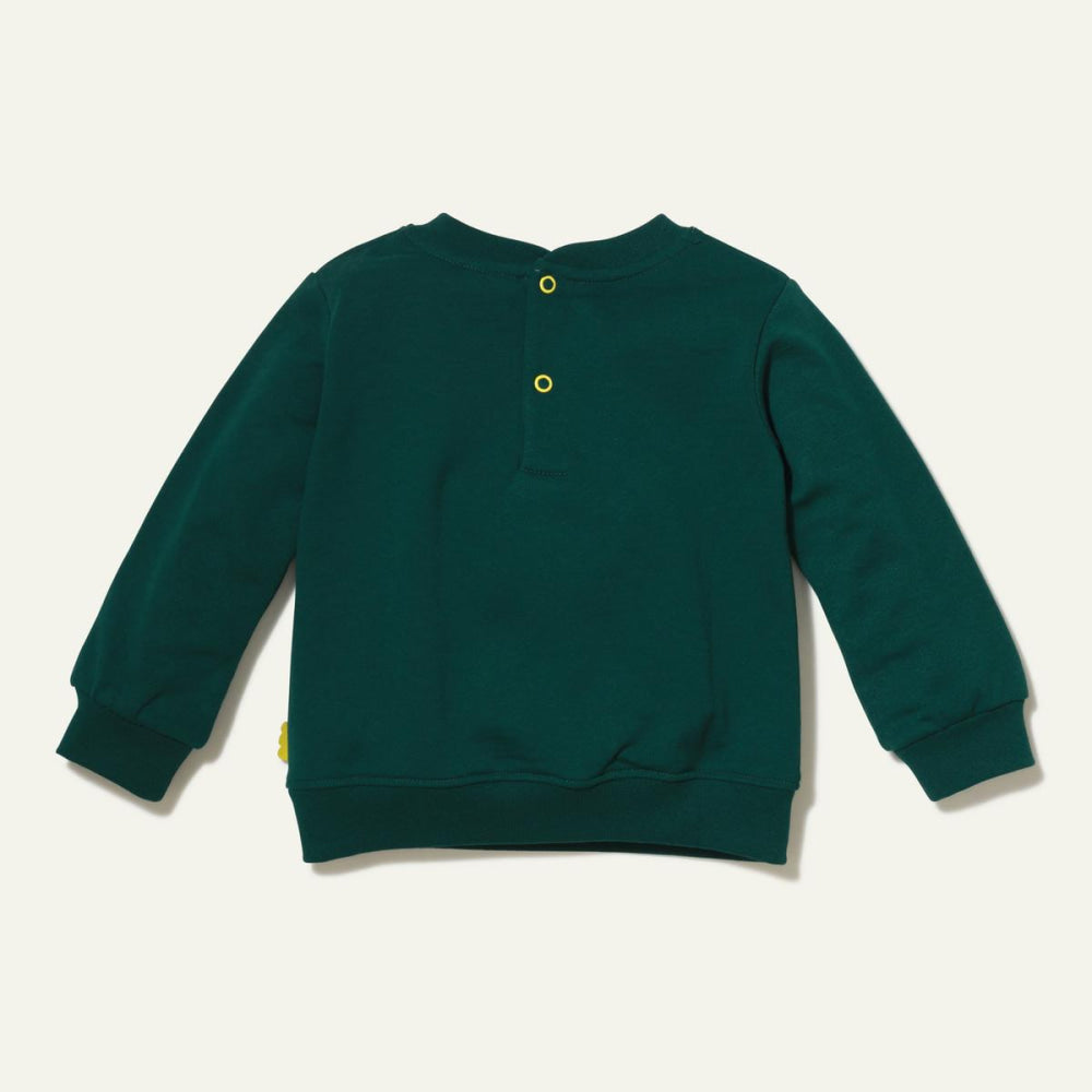 Recycled Cotton Spot Baby Sweatshirt - Pine Green - Crewneck Sweatshirt