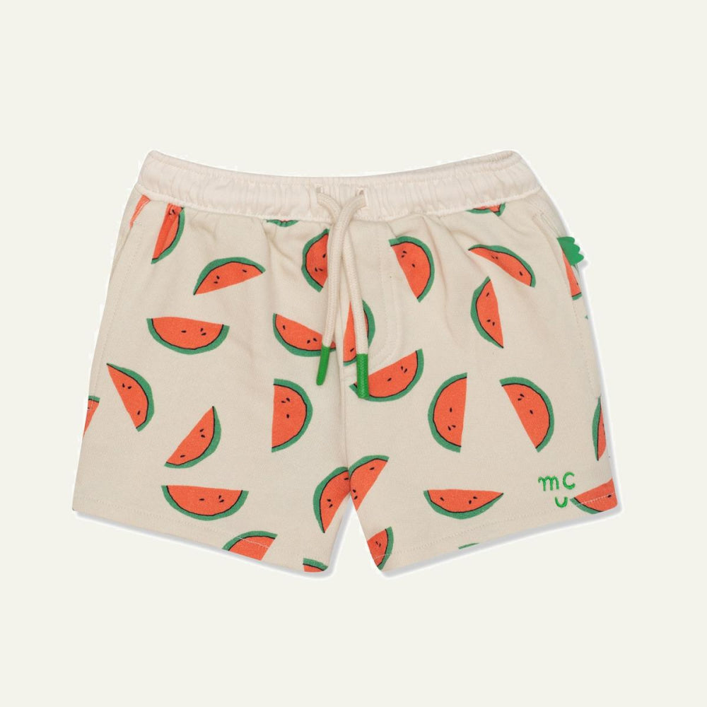 Recycled Cotton Watermelon Slices Cropped Girl Shorts - Natural - FINAL SALE - Shorts