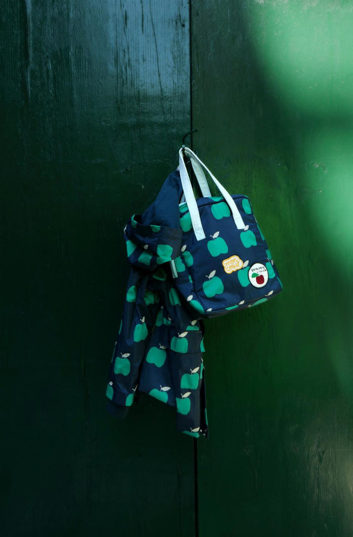 Recycled Fabric Apple Baby Raincoat - Blue Ribbon Apple - Raincoat